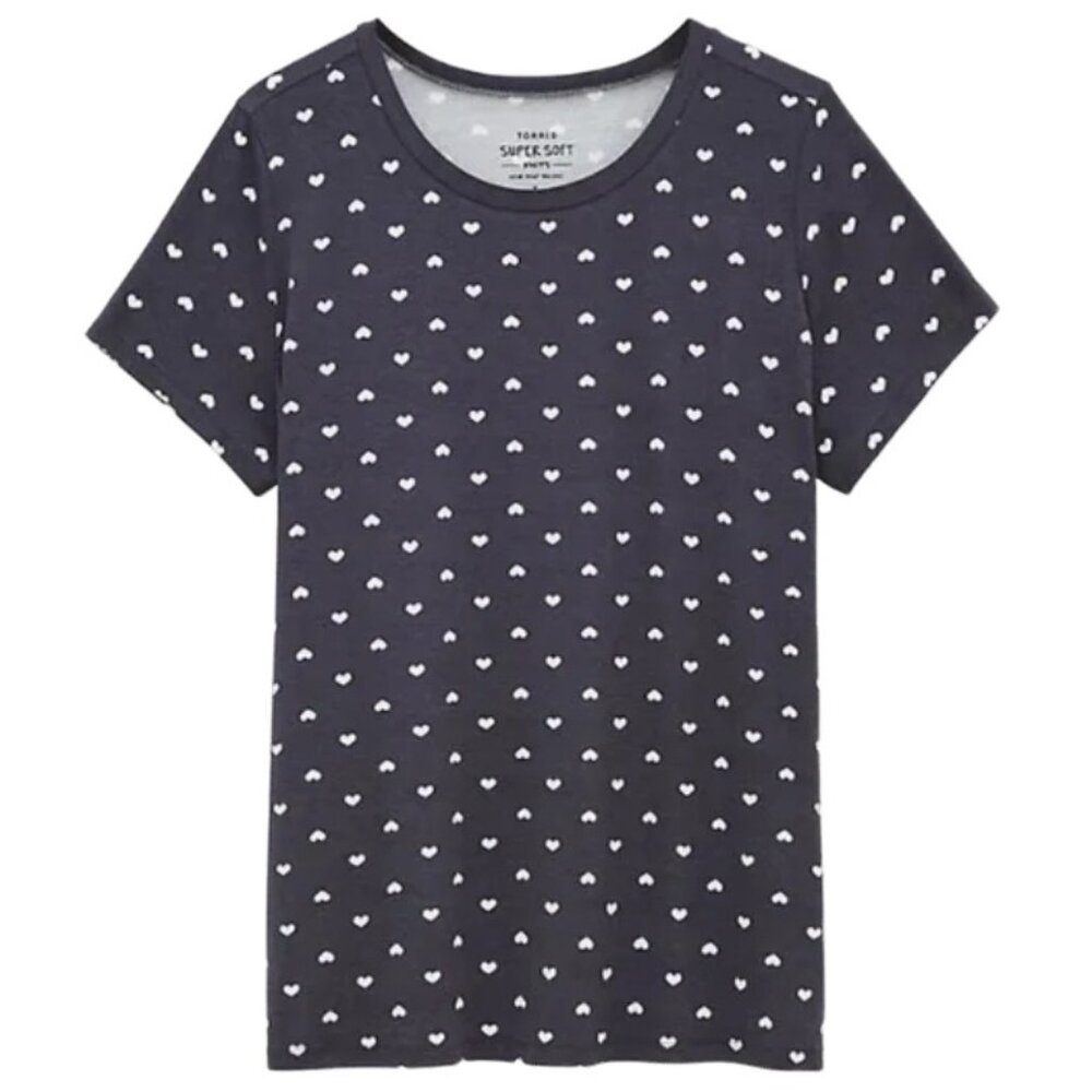 Torrid Gray Heart Slim Fit Super Soft Knit Tee Shirt